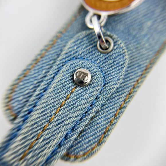 Christian DIOR Accessories Bracelet Bangle Dior Logo Blue Denim Vintage Women - Picture 11 of 16